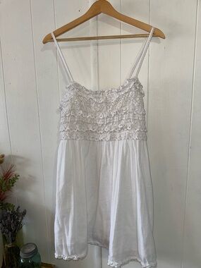 American eagle White Crochet Bodice Spaghetti Strap Sundress size large